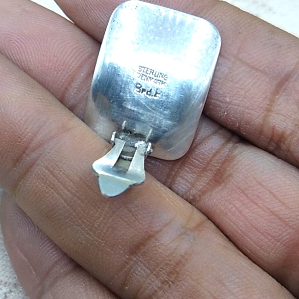 Vintage Sterling Silver Denmark Clip-on  Earrings - Picture 6 of 9